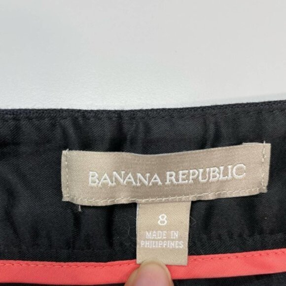 BANANA REPUBLIC Mottled Mini Skirt Sz 8 Black White - Picture 6 of 9